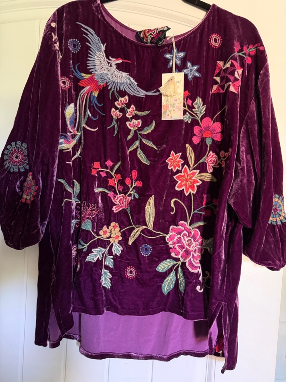 Johnny Was Boatneck Nikkola Velvet Blouse - Picture 8 of 16